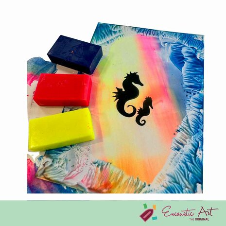 Encaustic Art wax - Neon selection + gratis stempel